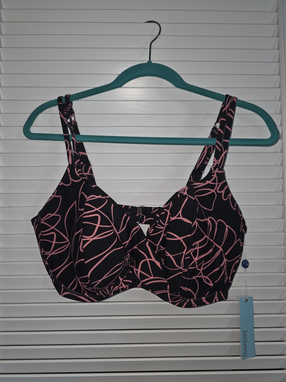 Bare Necessities Black Bikini Top with Pink Abstract Swirl